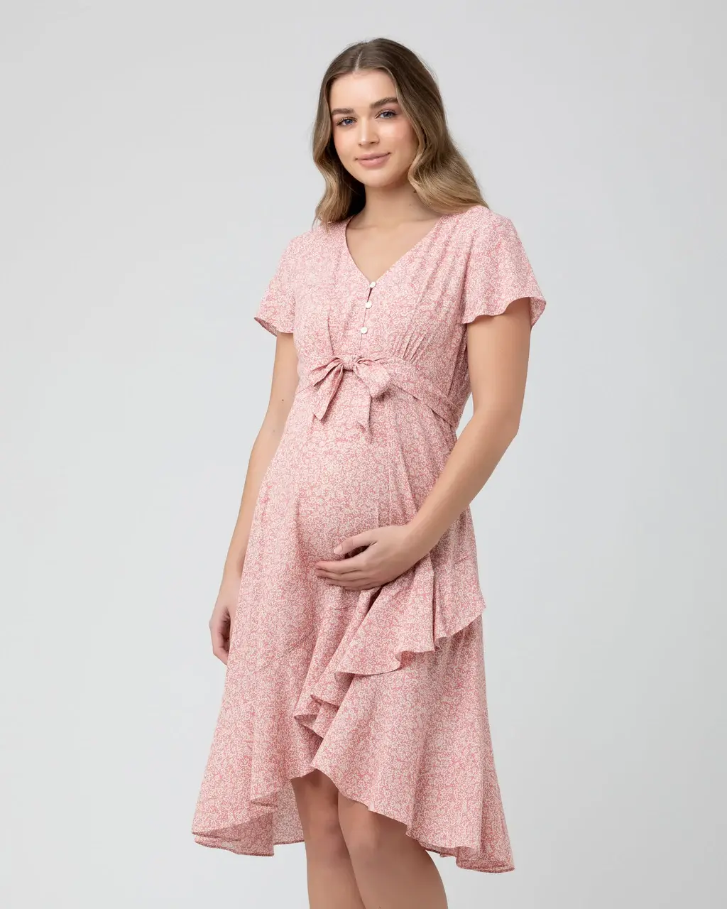 Dusty Coral Vanessa Tie Front Dress - Size Large