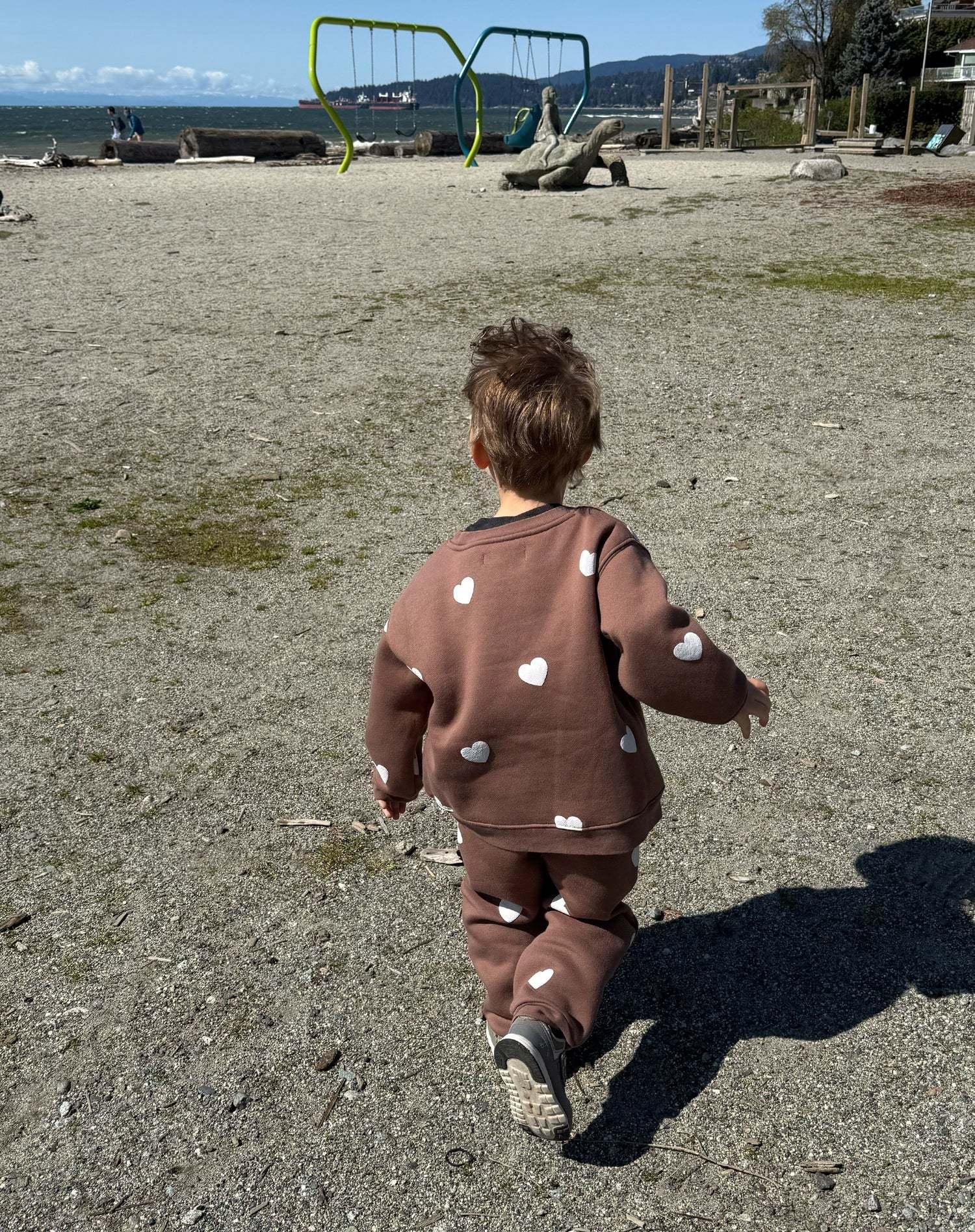 Chestnut Hearts All Over Crew + Jogger Set