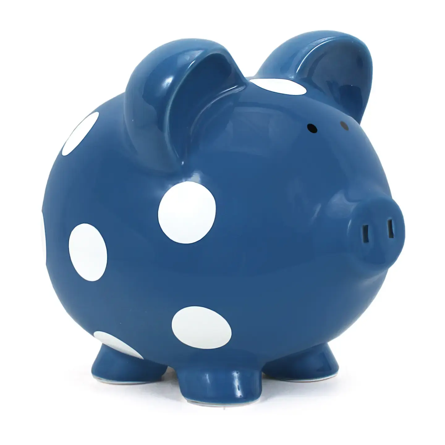 Blue w/ White Dot Piggy Bank
