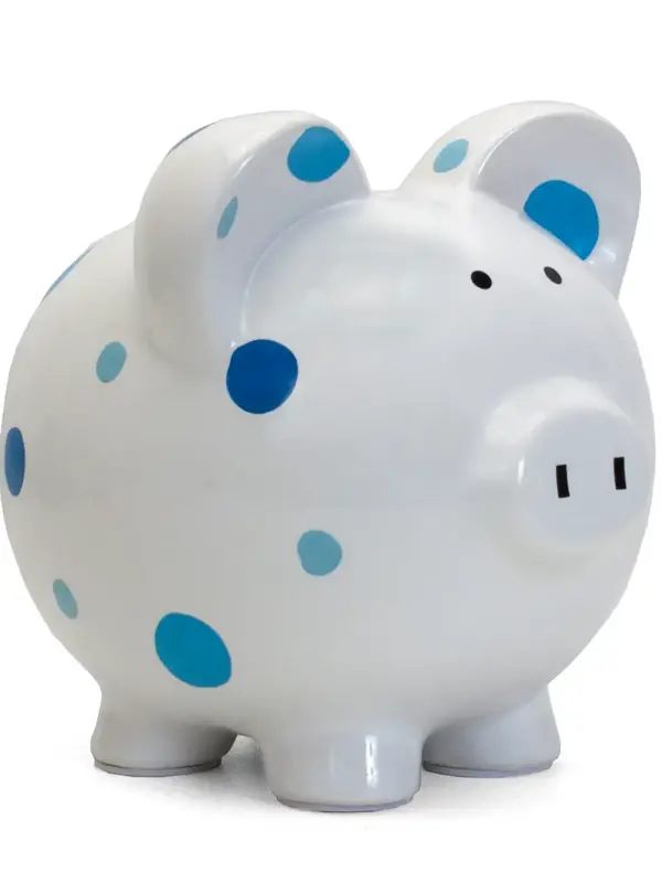 Child to Cherish Blue Multi Dot Piggy Bank