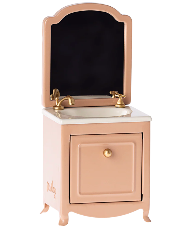 Maileg Sink Dresser w. Mirror, Mouse - Dark Powder