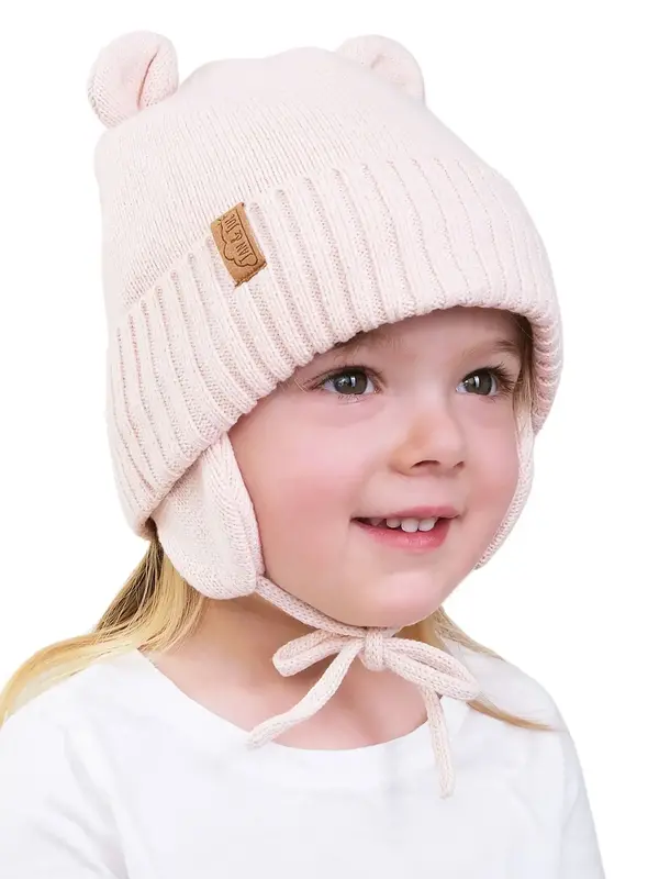 Jan + Jul Knit Bear Hat - Light Pink