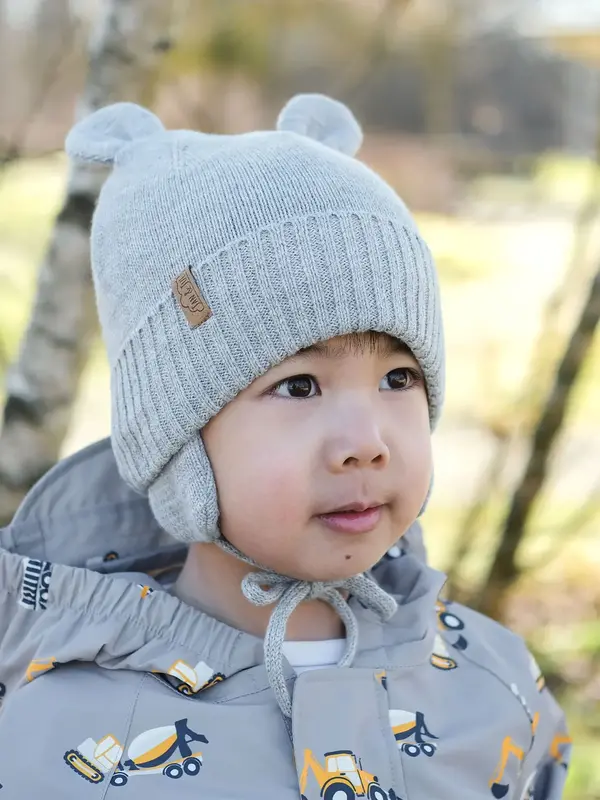 Jan + Jul Knit Bear Hat - Soft Grey