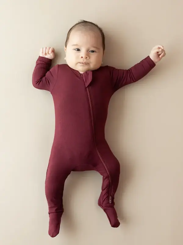 Kyte Zipper Footie - Burgundy