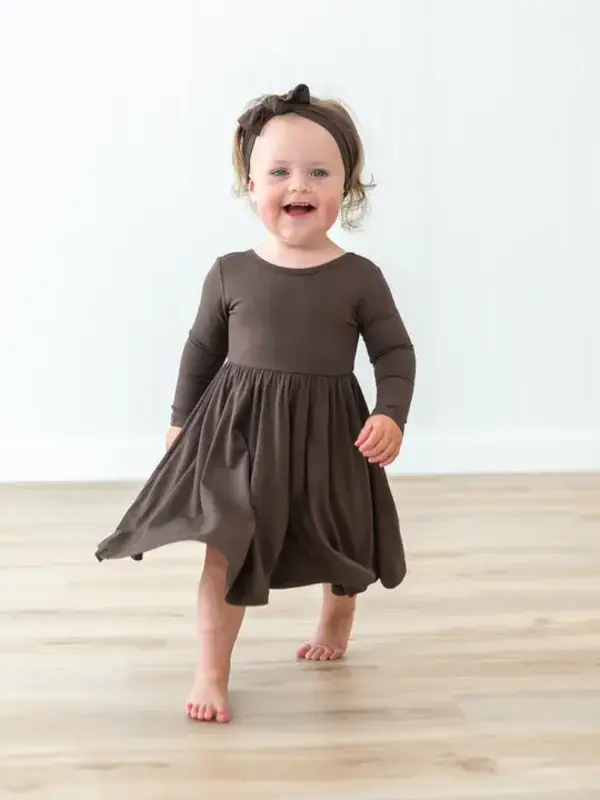 Kyte Long Sleeve Twirl Dress - Espresso