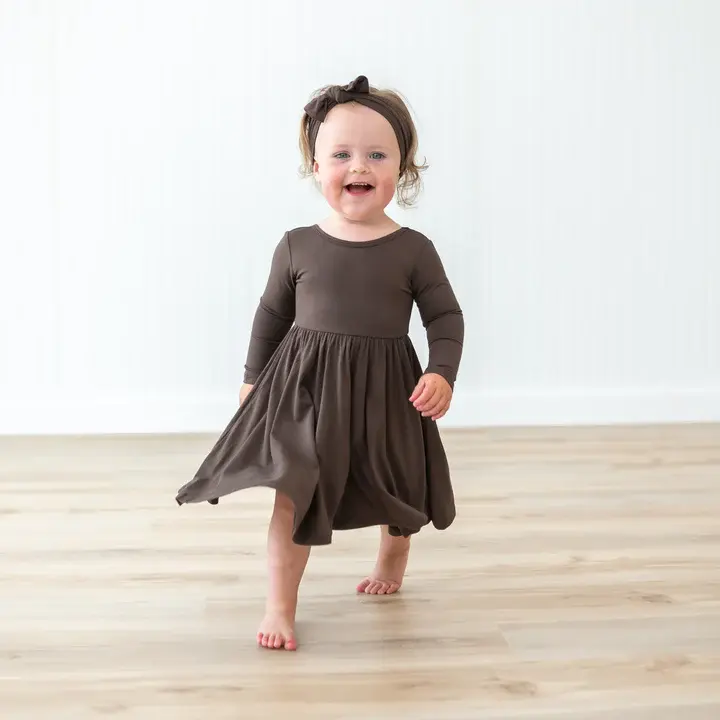 Kyte Long Sleeve Twirl Dress - Espresso