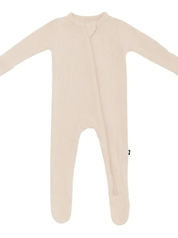 Kyte Rib Zipper Footie - Bisque