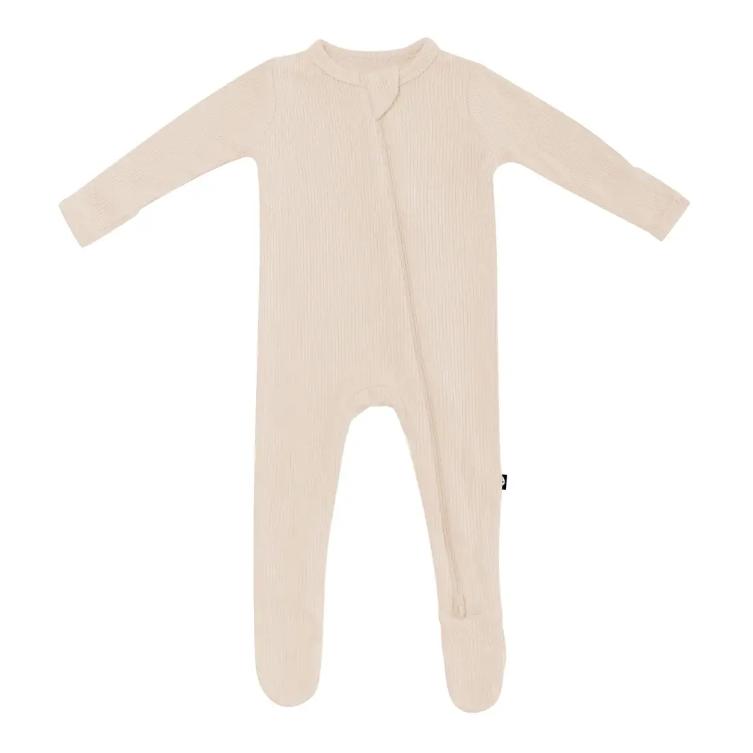 Kyte Rib Zipper Footie - Bisque
