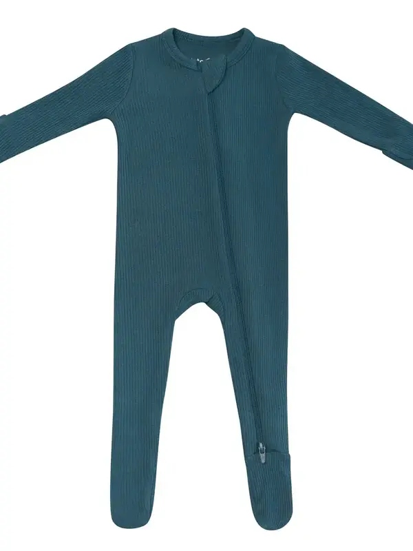 Kyte Rib Zipper Footie - Atlantic