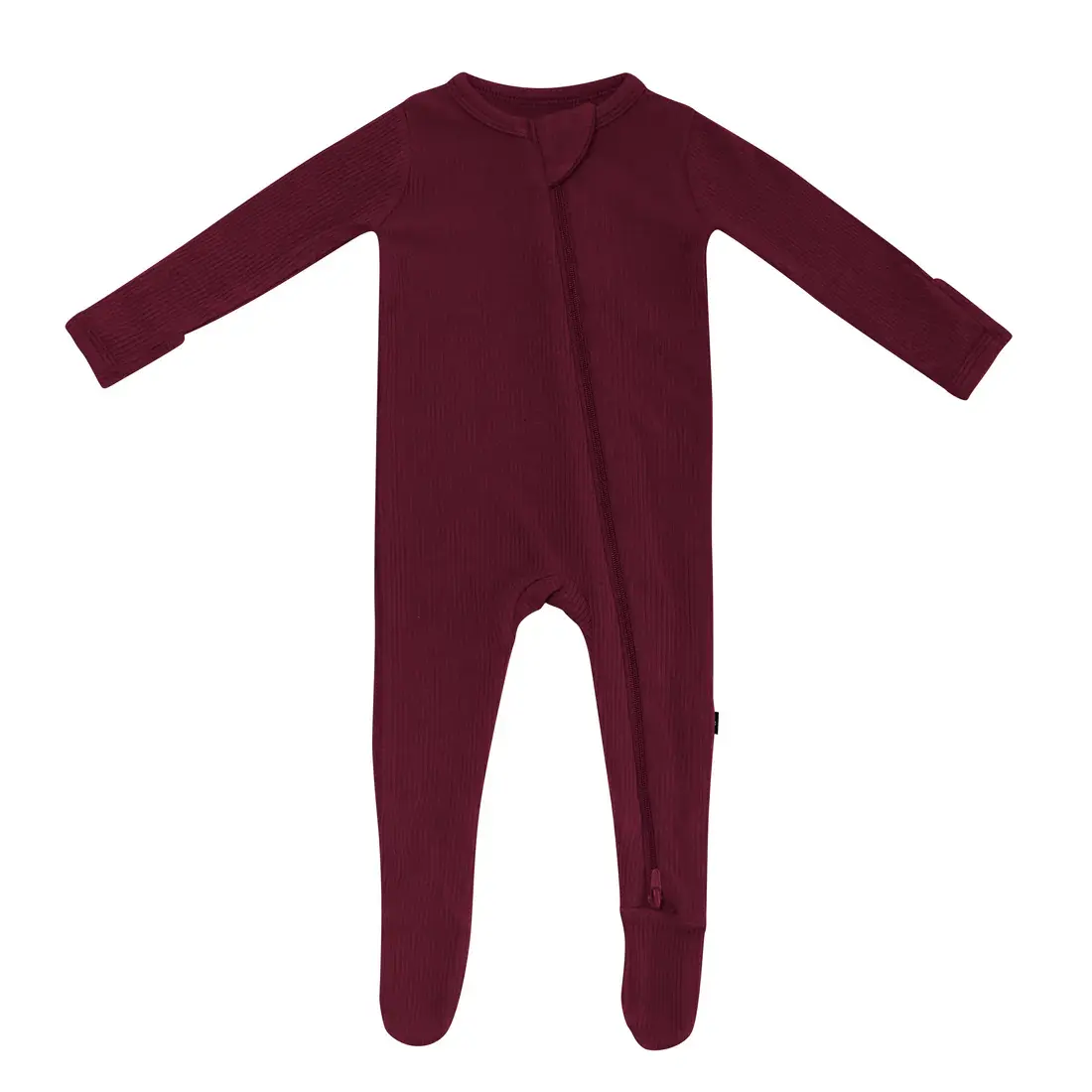 Kyte Rib Zipper Footie - Burgundy