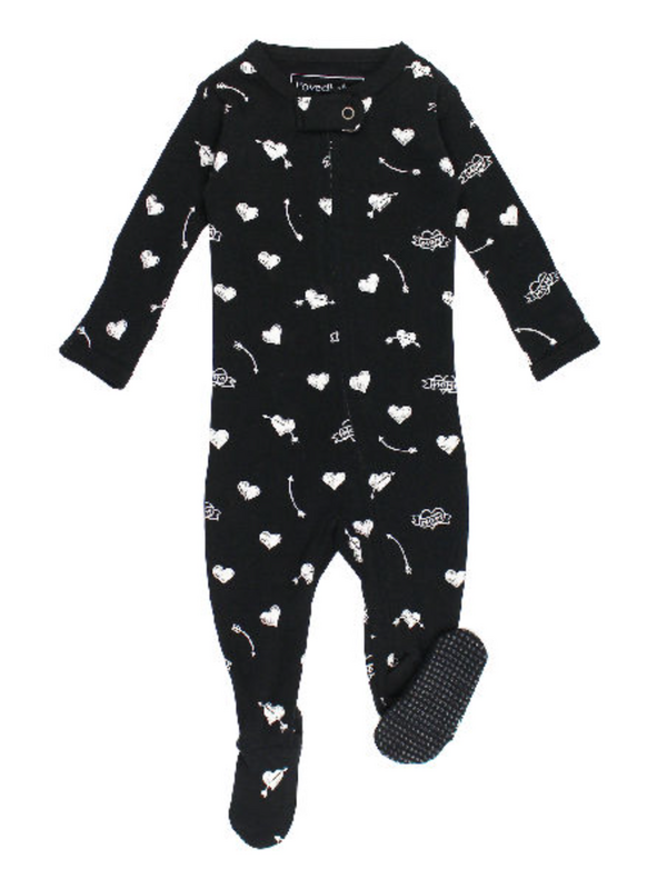 Organic Zipper Footie - Mom Heart