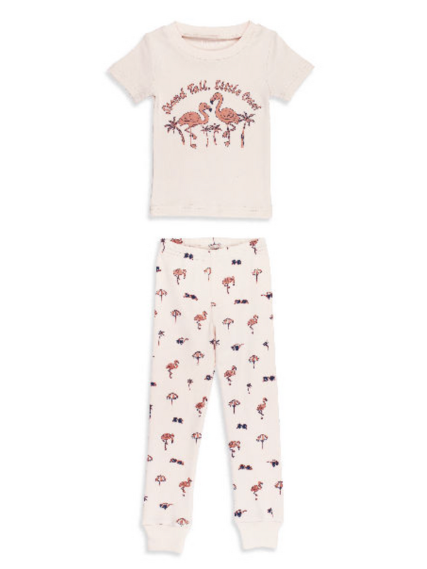Organic Short Sleeve Pajamas - Flamingo