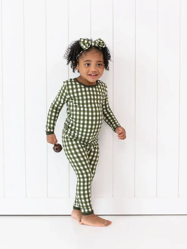 Kyte Long Sleeve Pajama Set - Gingham Fir