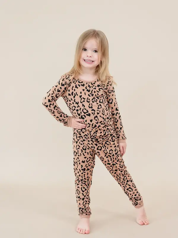Kyte Long Sleeve Pajama Set - Latte Leopard