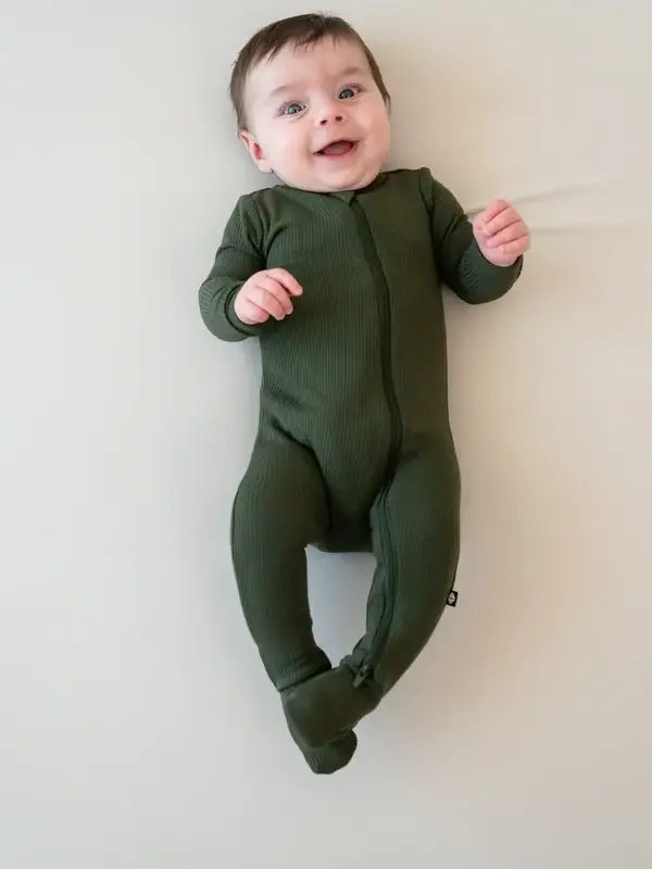 Kyte Rib Zipper Footie - Fir