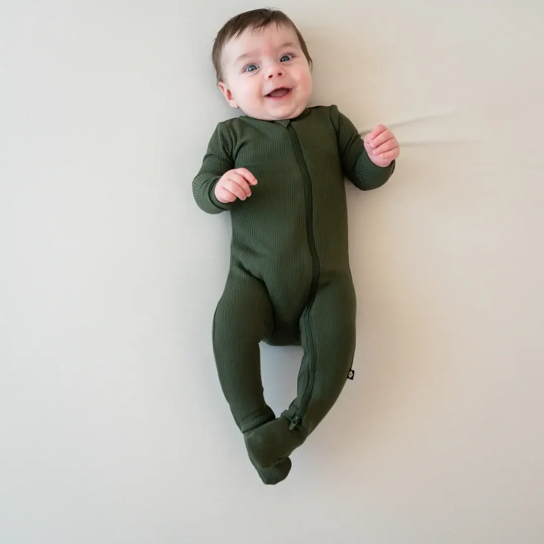 Kyte Rib Zipper Footie - Fir