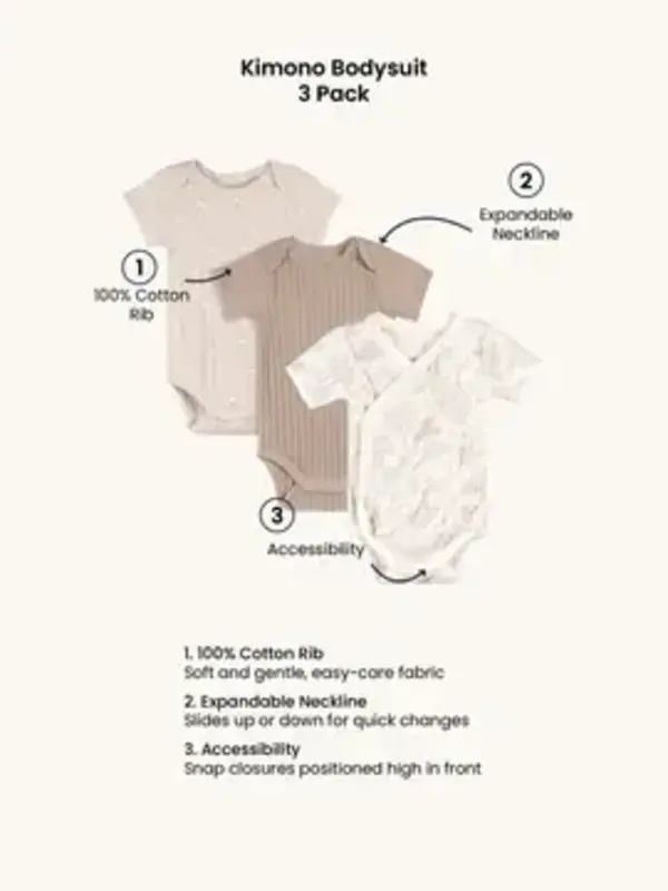 Just Born Short Sleeve Bodysuits - 3pk