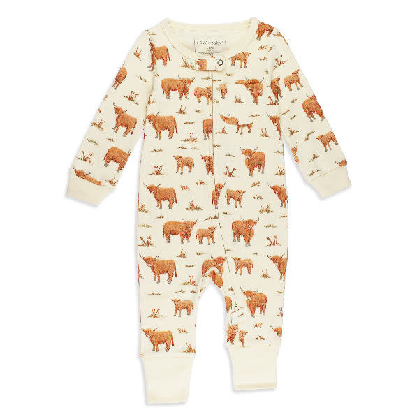 Organic Zipper Romper - Highland Cow