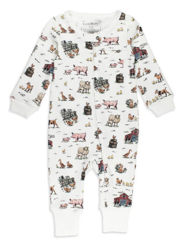 Organic Zipper Romper - Farm Friends