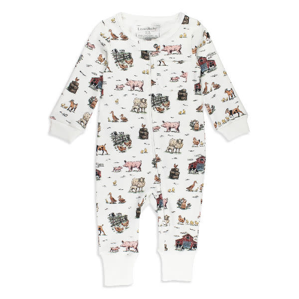 Organic Zipper Romper - Farm Friends