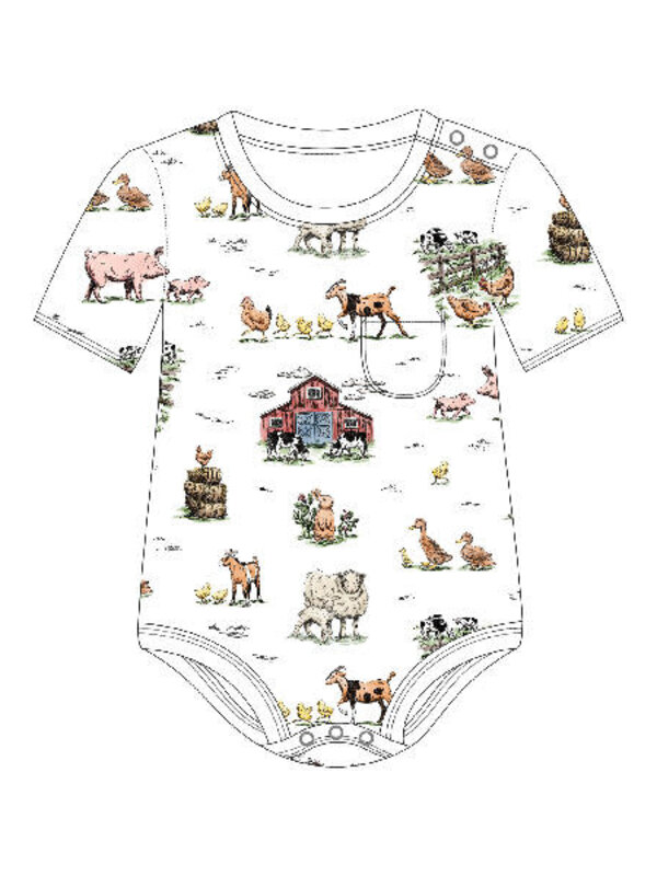 Organic Short Sleeve Bodysuit - Farm Friends
