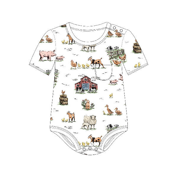 Organic Short Sleeve Bodysuit - Farm Friends