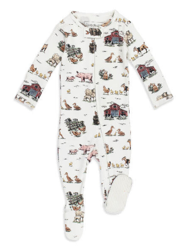 Organic Zipper Footie - Farm Friends