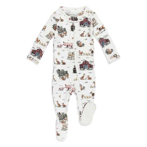 Organic Zipper Footie - Farm Friends