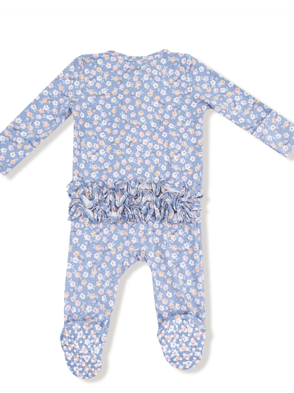 Angel Dear Country Calico Ruffle Back Zipper Footie