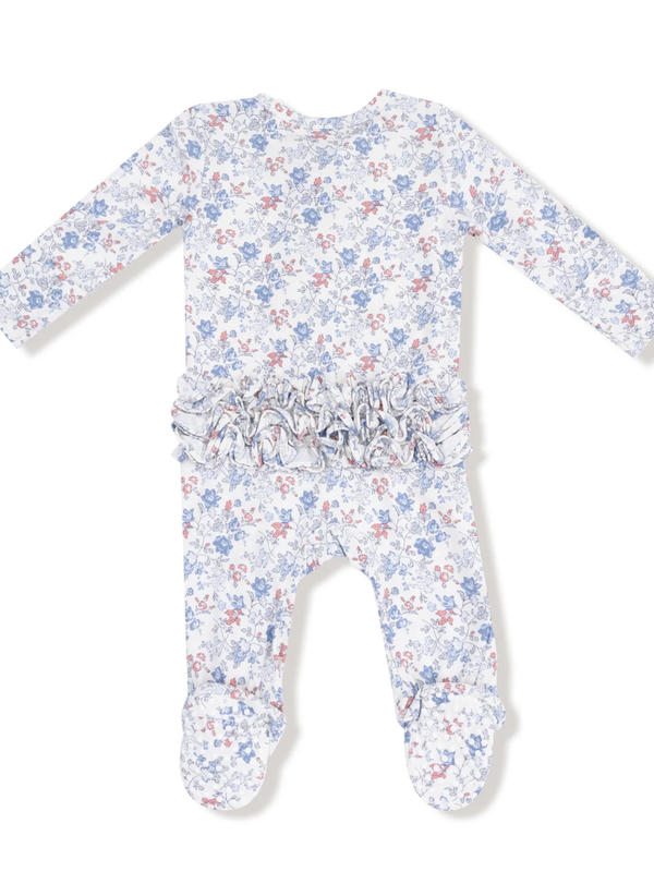 Angel Dear Country Girl Floral Ruffle Back Zipper Footie