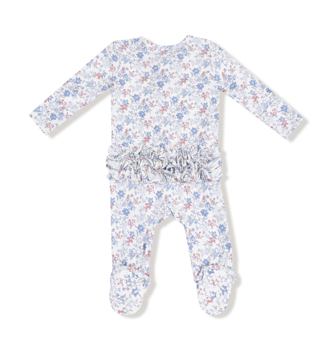 Zipper Ruffle Back Footie - Country Girl Floral
