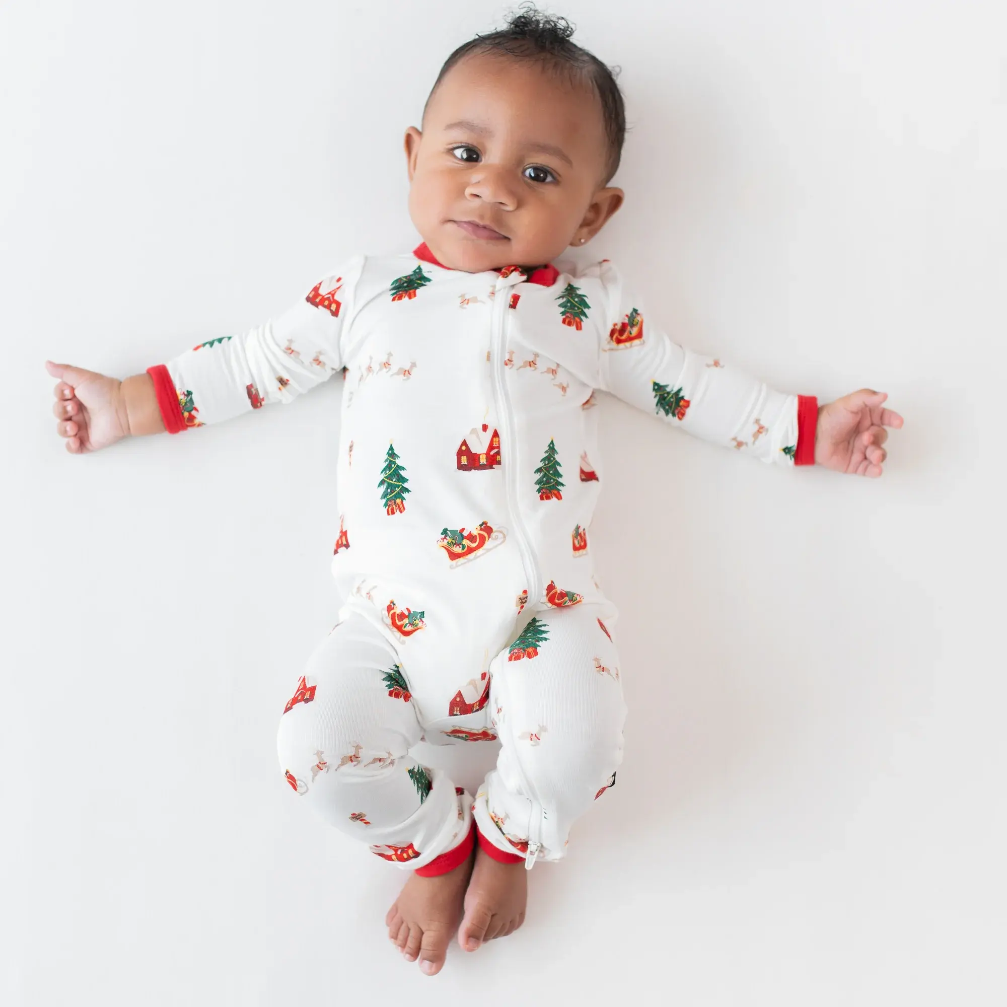 Kyte Zipper Romper - Santa Sleigh