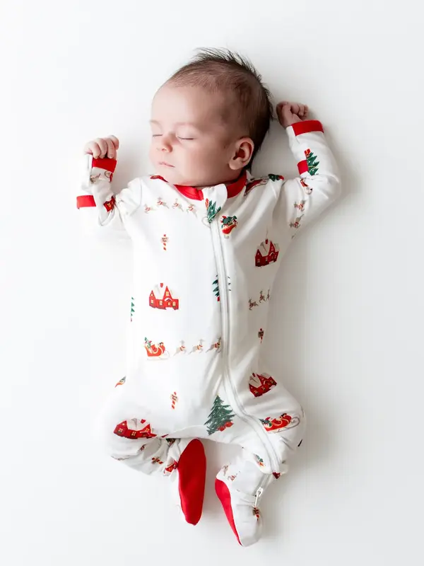 Kyte Zipper Footie - Santa Sleigh