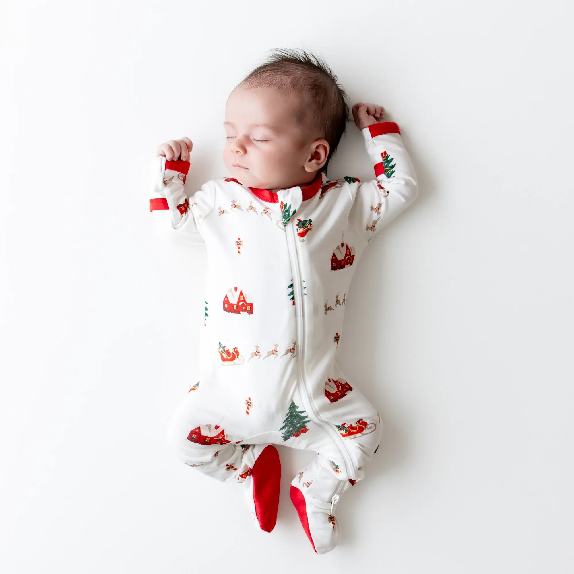 Kyte Zipper Footie - Santa Sleigh