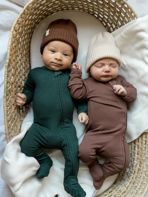 Pip + Phee Bamboo Rib Footie - Hunter