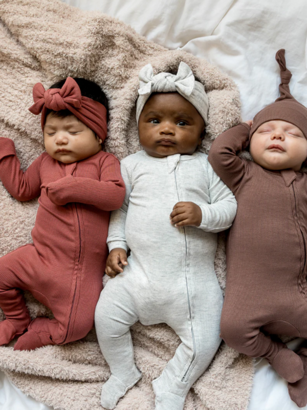 Pip + Phee Bamboo Rib Footie - Walnut