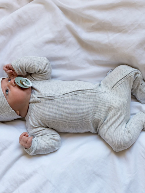Pip + Phee Bamboo Rib Footie - Light Heathered Grey