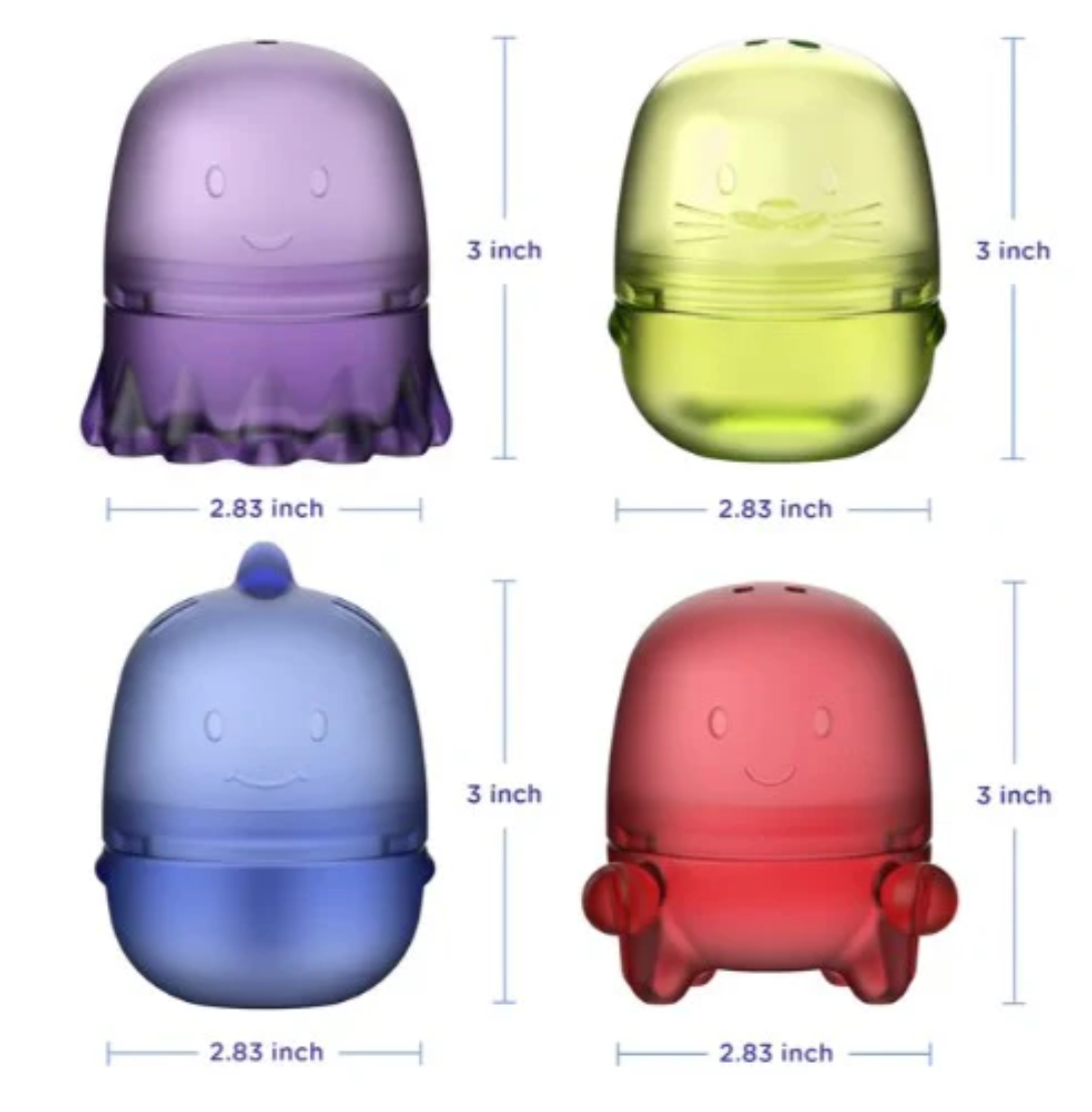 Translucent Interchangeable Bath Toys - 4 pack