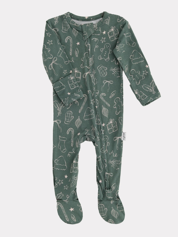 Pip + Phee Bamboo Footie - Merry Doodles