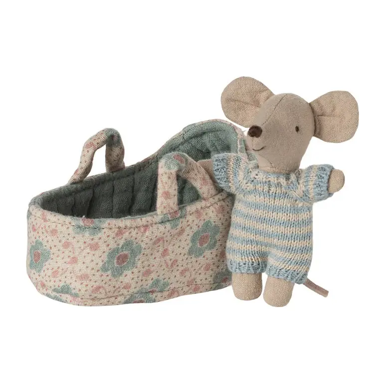 Blue Baby Mouse in Carry Cot
