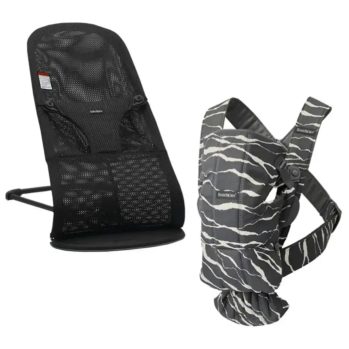 Black Mesh Bliss Bouncer + Anthracite/Landscape Mini Carrier Bundle