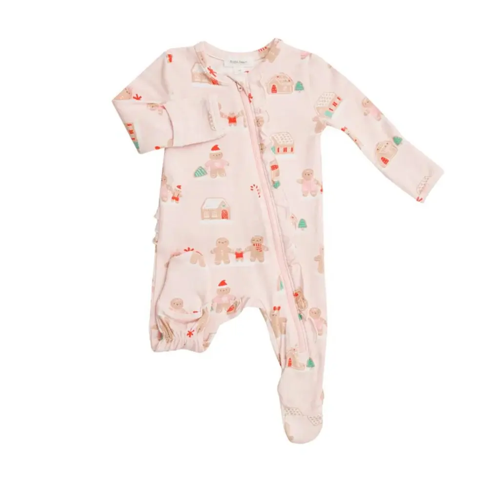 Pink Gingerbread Zipper Footie