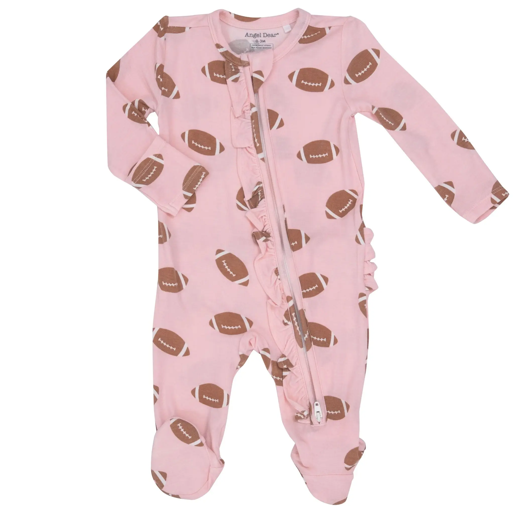 Pink Footballs Zipper Footie