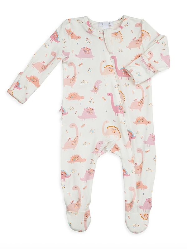 Angel Dear Floral Dinos Zipper Footie