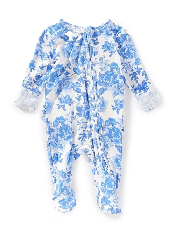 Angel Dear Roses in Blue Zipper Footie