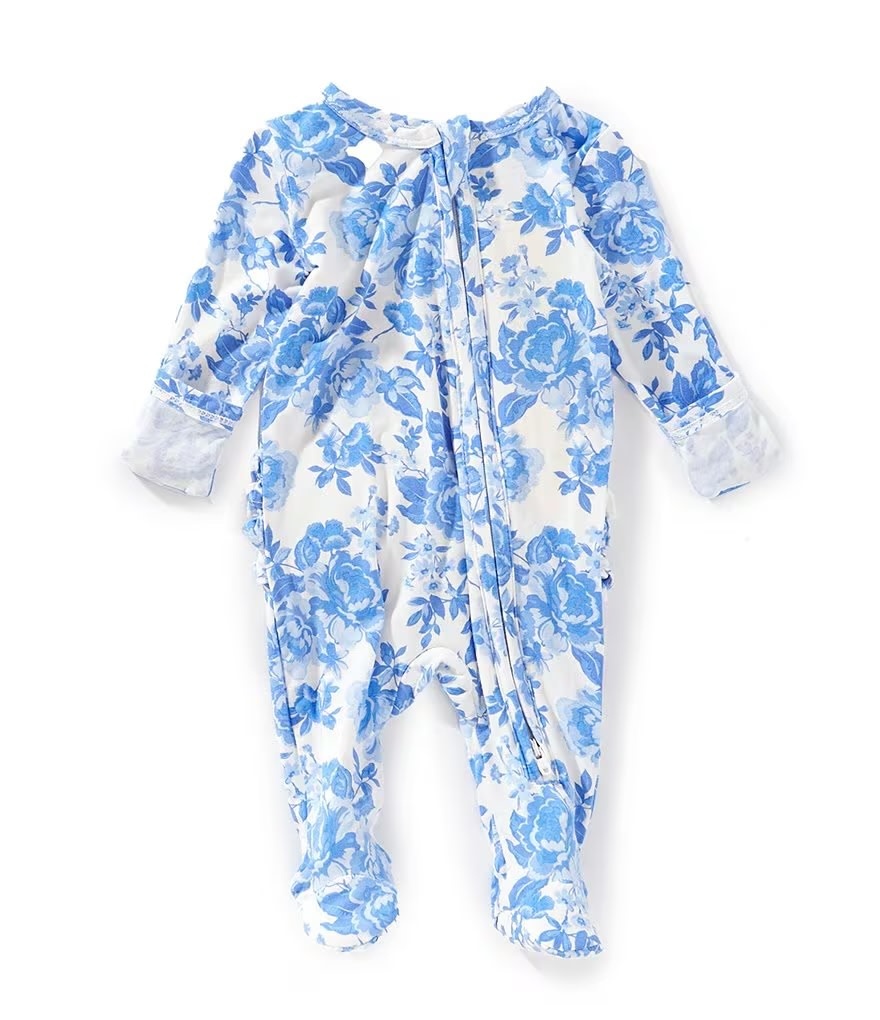 Roses in Blue Zipper Footie