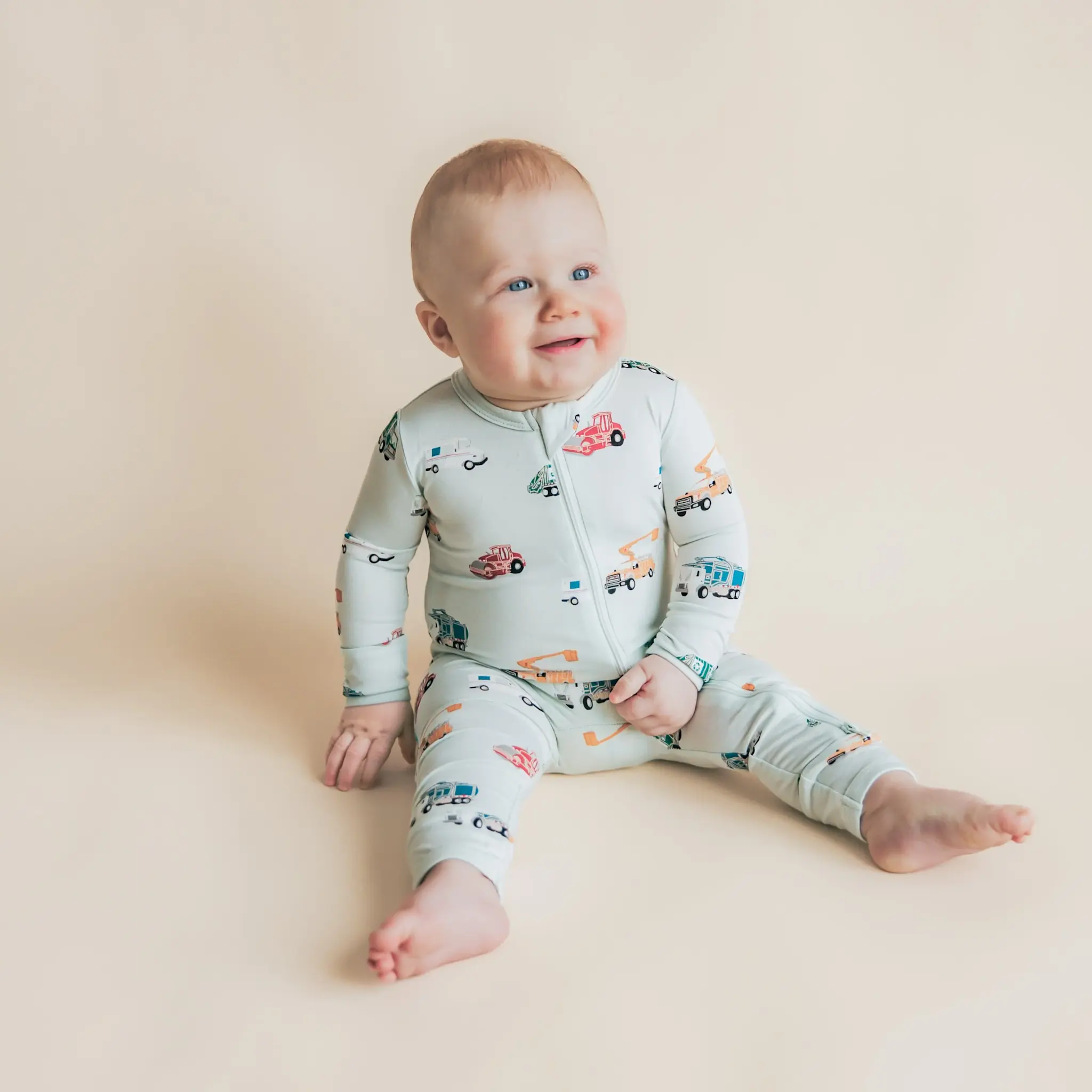 Kyte Zipper Romper - City Vehicles