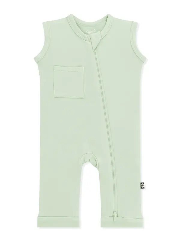 Kyte Zipper Sleeveless Romper - Basil