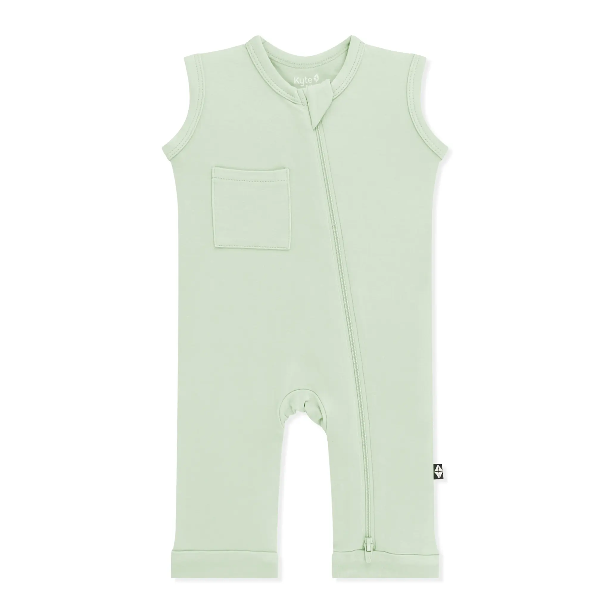 Kyte Zipper Sleeveless Romper - Basil