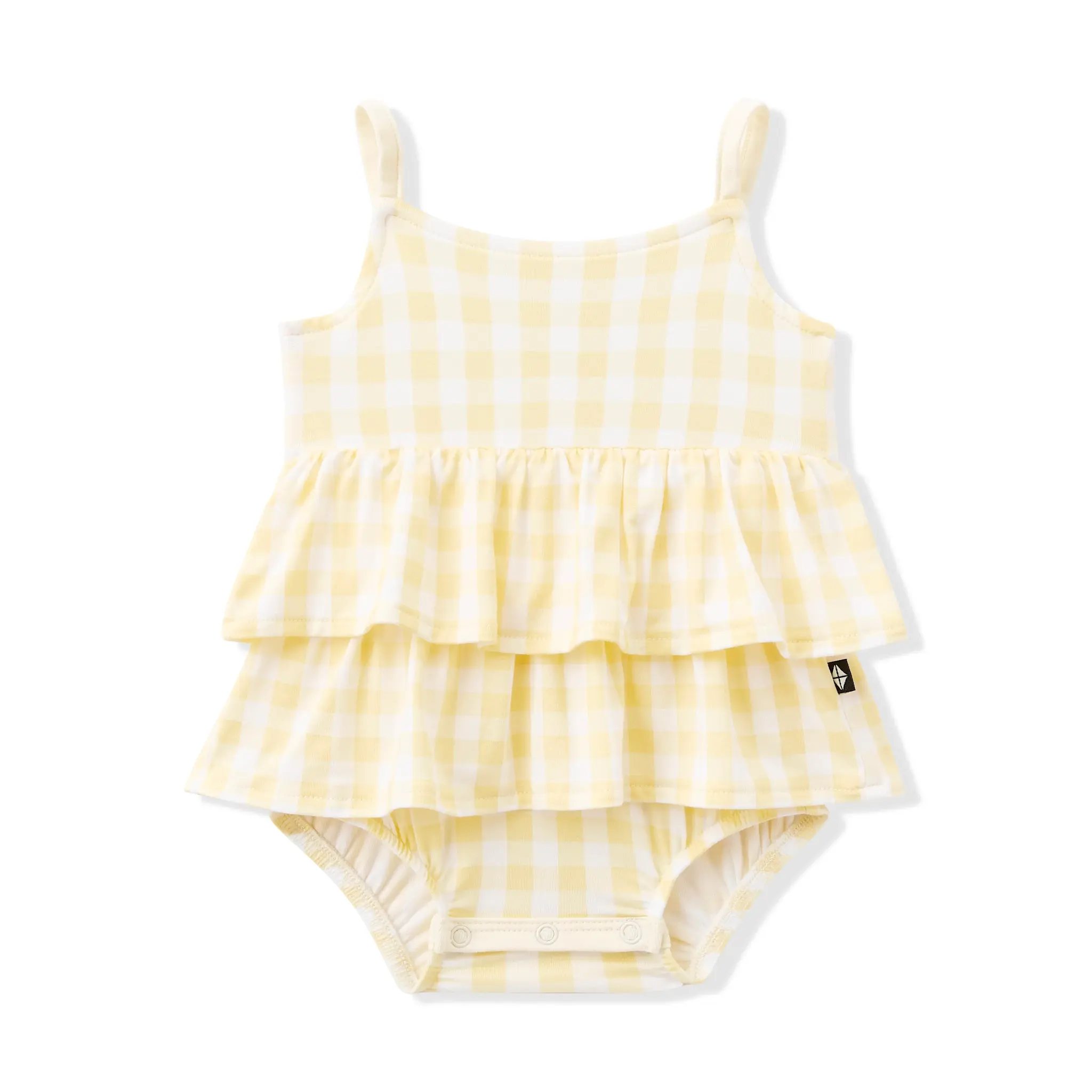 Kyte Ruffle Romper - Gingham Chamomile
